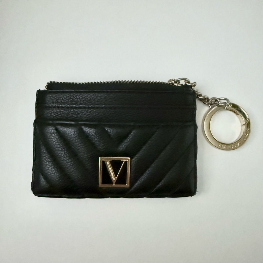 [5x$25] ⭐️ Victoria’s Secret Black Quilted Slim Card Holder Coin Wallet